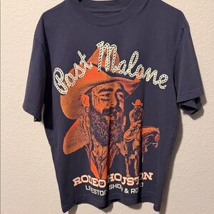 Navy Blue Graphic Tee , post Malone, 2025 rodeo concert tee